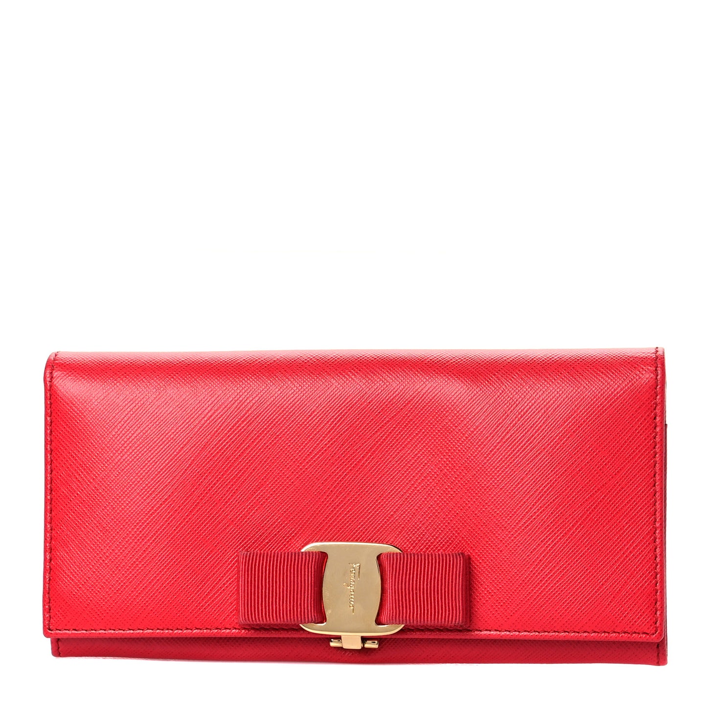 Printed Calfskin Vara Bow Continental Wallet Red
