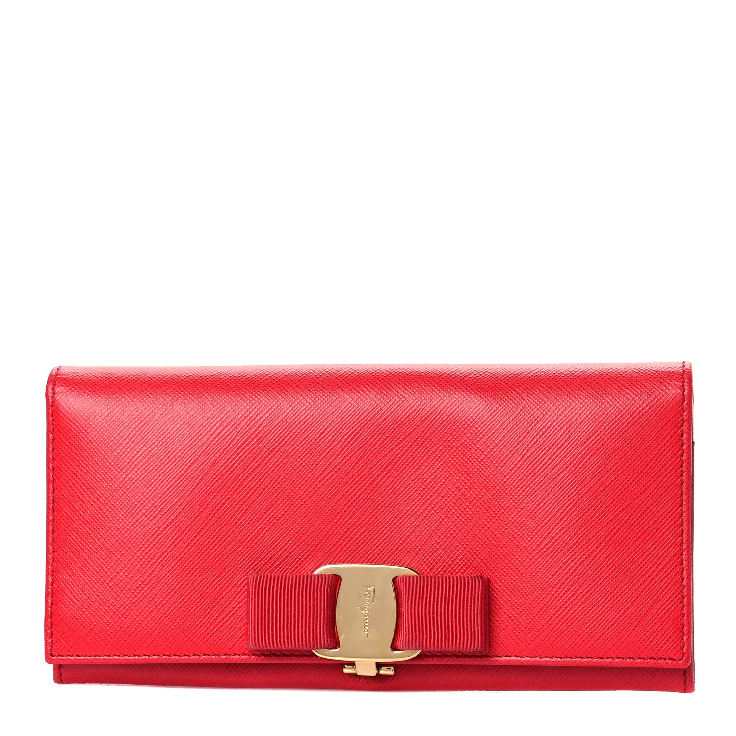 Salvatore Ferragamo Printed Calfskin Vara Bow Continental Wallet Red 1 of 13