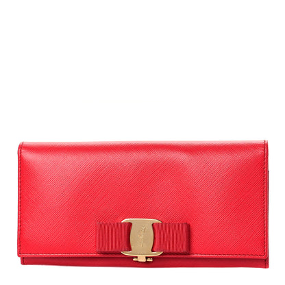 Salvatore Ferragamo Printed Calfskin Vara Bow Continental Wallet Red 1 of 13