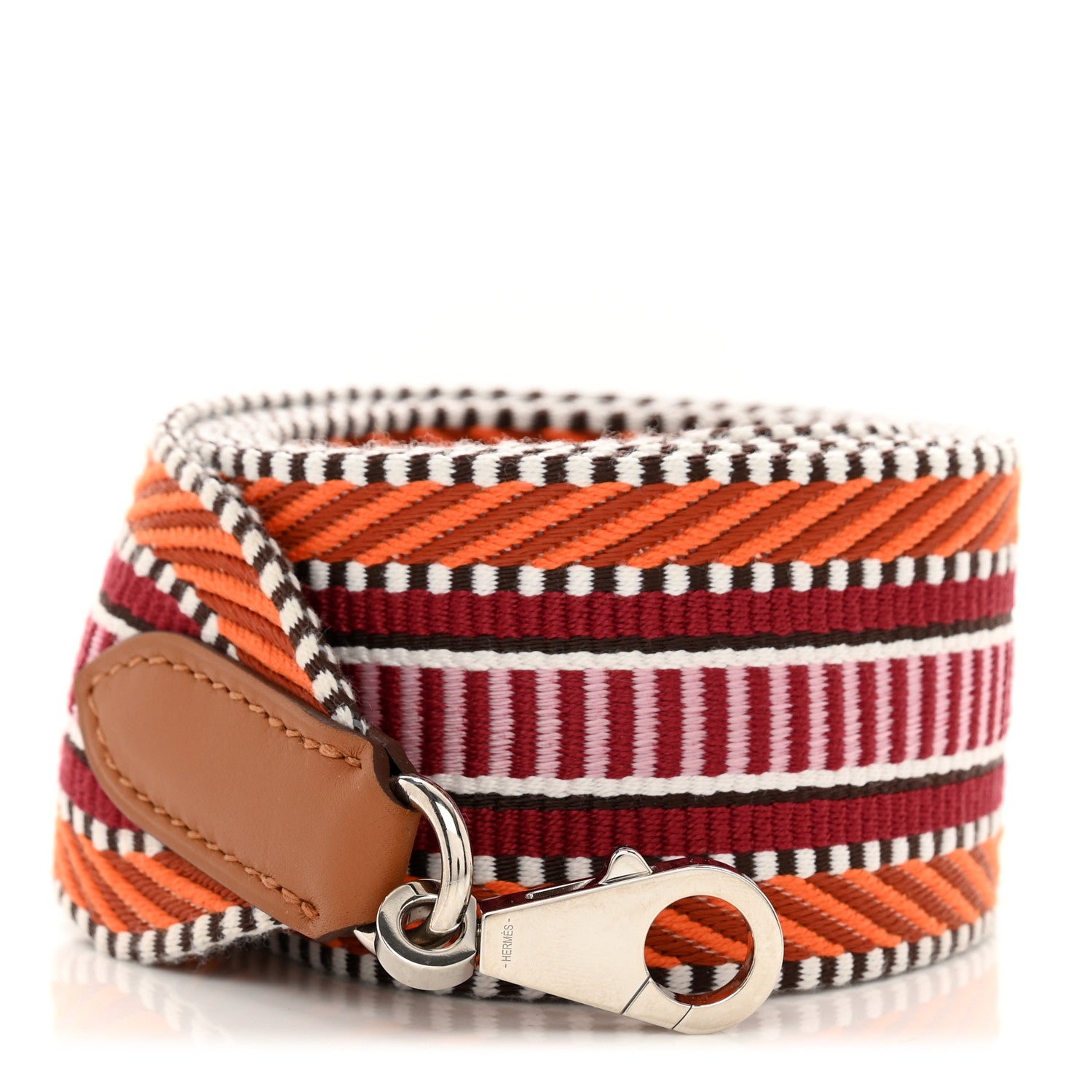 Hermes Toile Swift 50mm Sangle Cavale Shoulder Strap Orange Minium Rose Gold 1 of 4