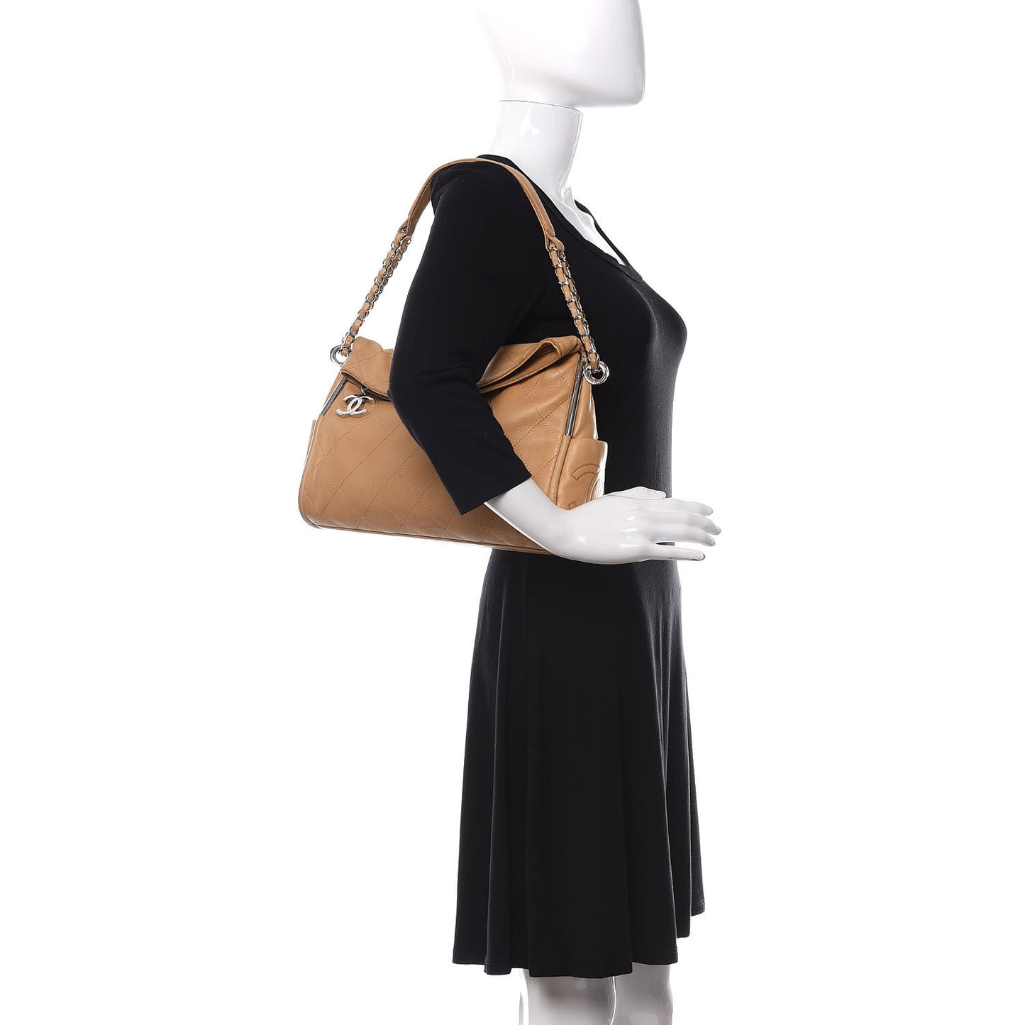 Lambskin Stitched Medium Ultimate Soft Tote Beige