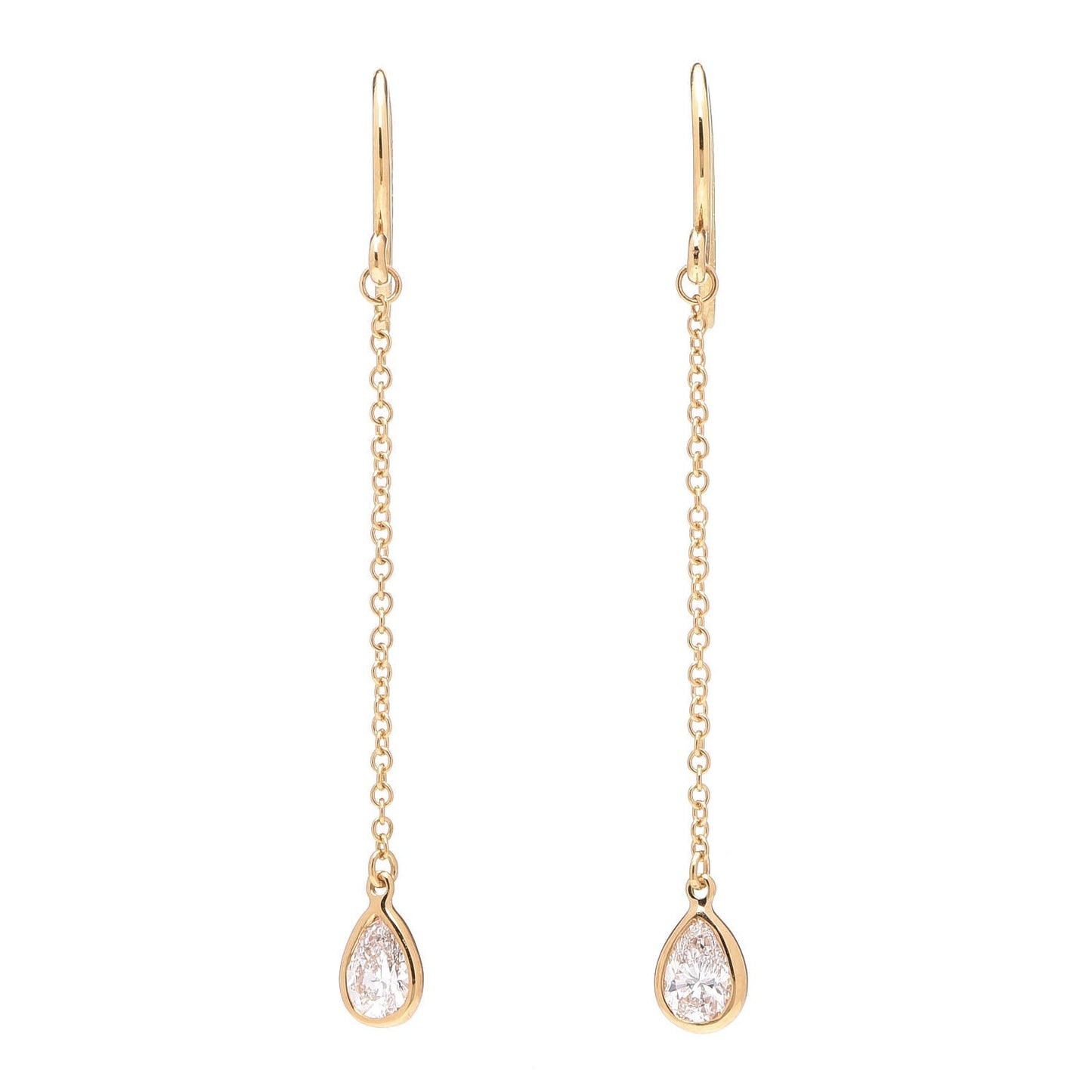 18K Yellow Gold Elsa Peretti Diamonds by the Yard Pear Shape Drop Earrings
