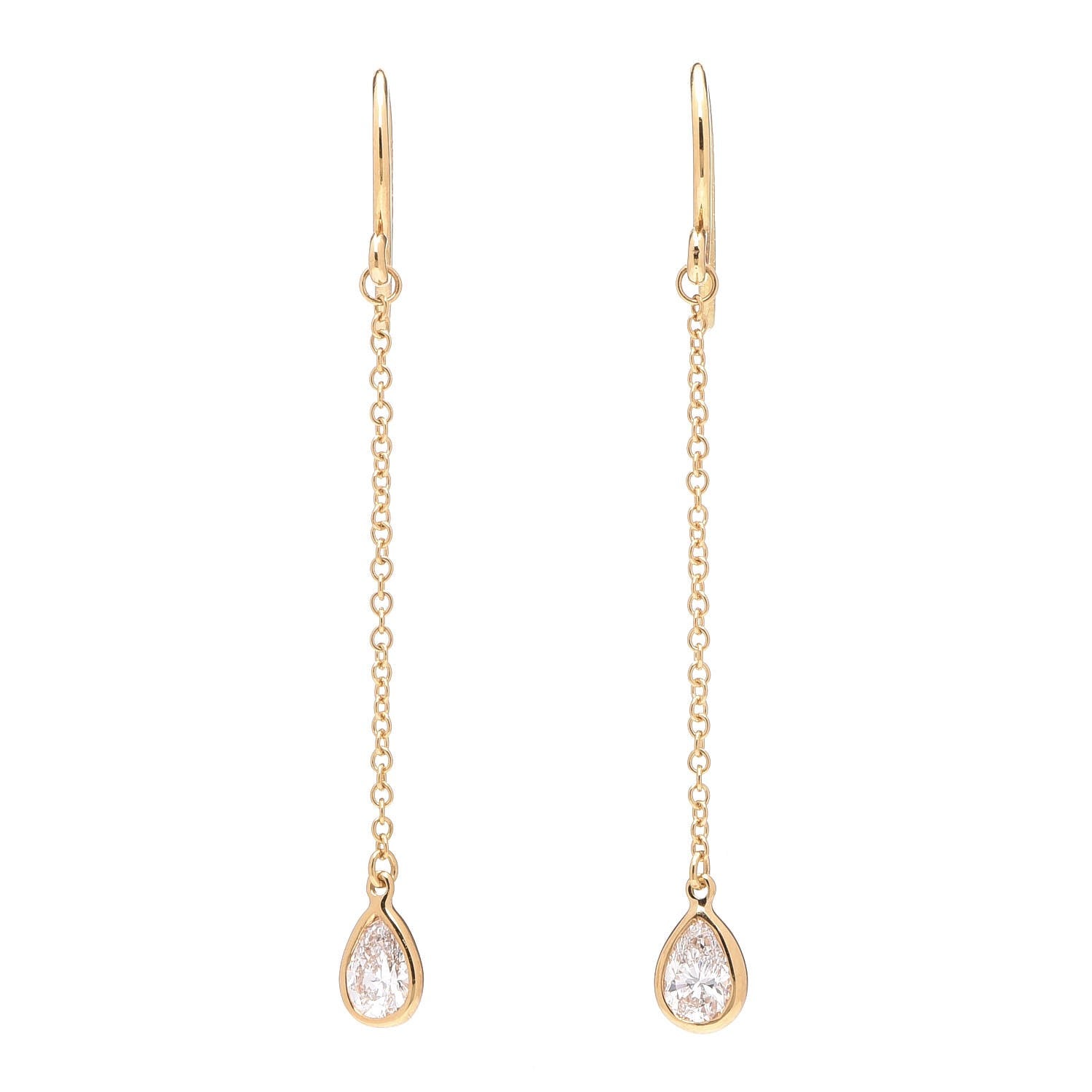 Tiffany 18K Yellow Gold Elsa Peretti Diamonds by the Yard Pear Shape Drop Earrings 1 of 4