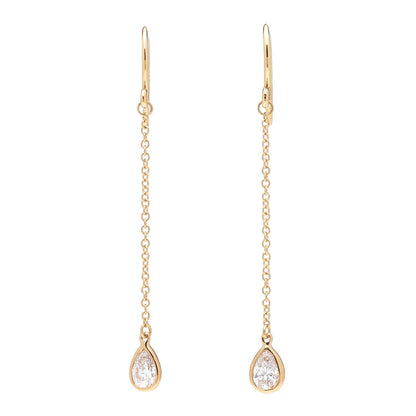 Tiffany 18K Yellow Gold Elsa Peretti Diamonds by the Yard Pear Shape Drop Earrings 1 of 4