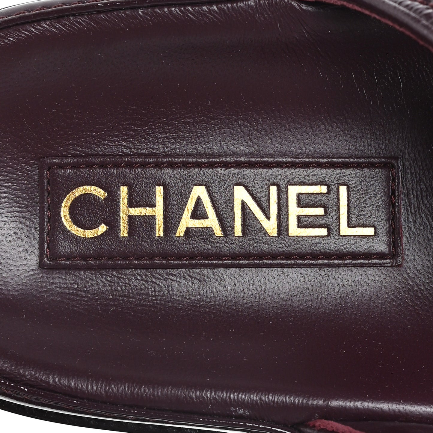 Shiny Calfskin Quilted Velcro Dad Pearl CC Slide Sandals 41 Burgundy