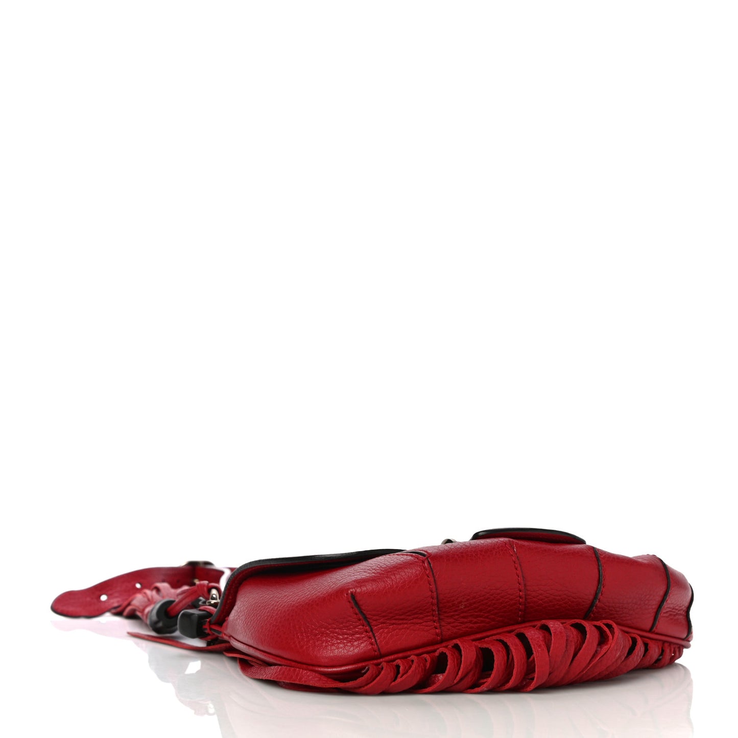 Calfskin Small Nouveau Fringe Shoulder Bag Flame Red
