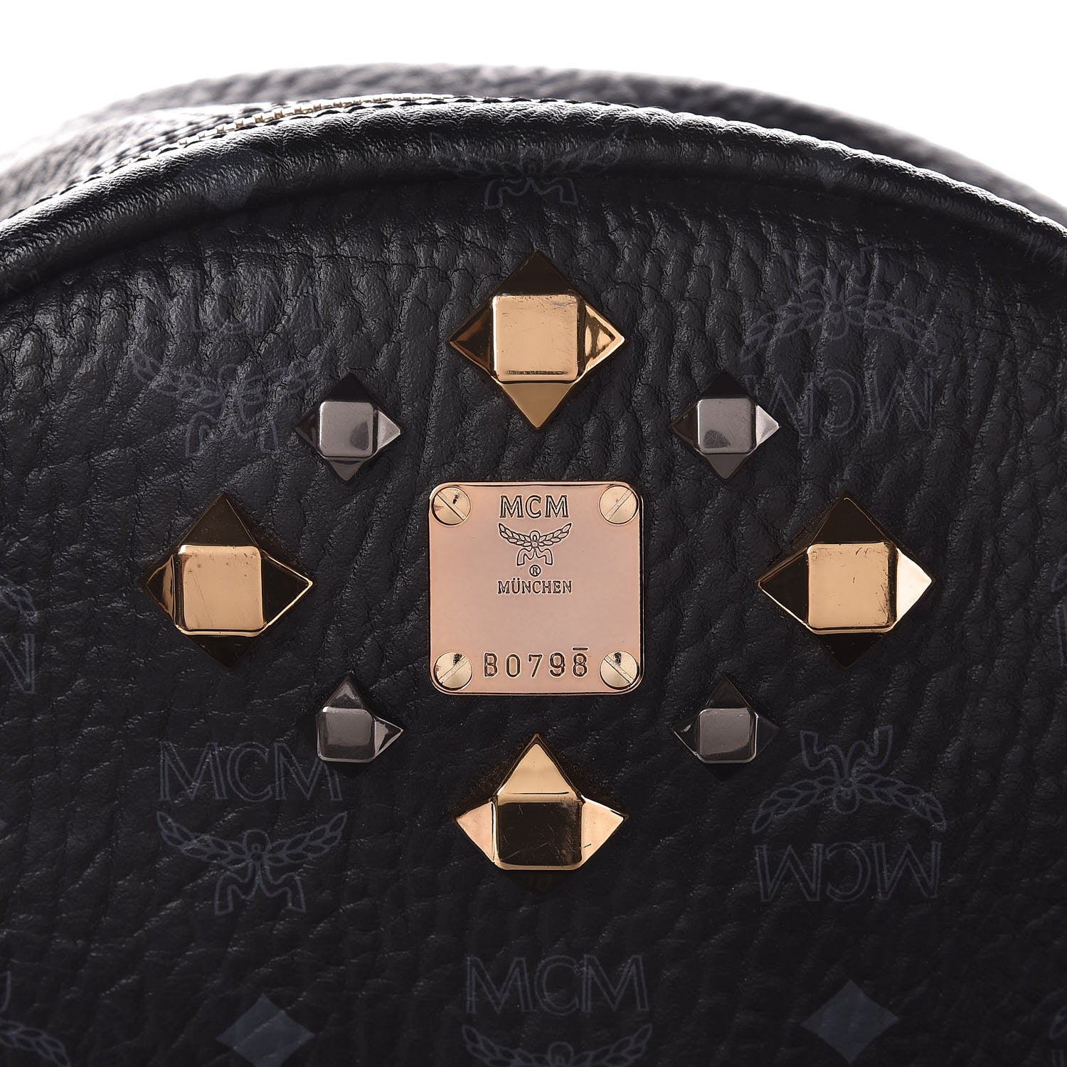 MCM Visetos Medium Studded Dual Stark Backpack Black 6 of 12