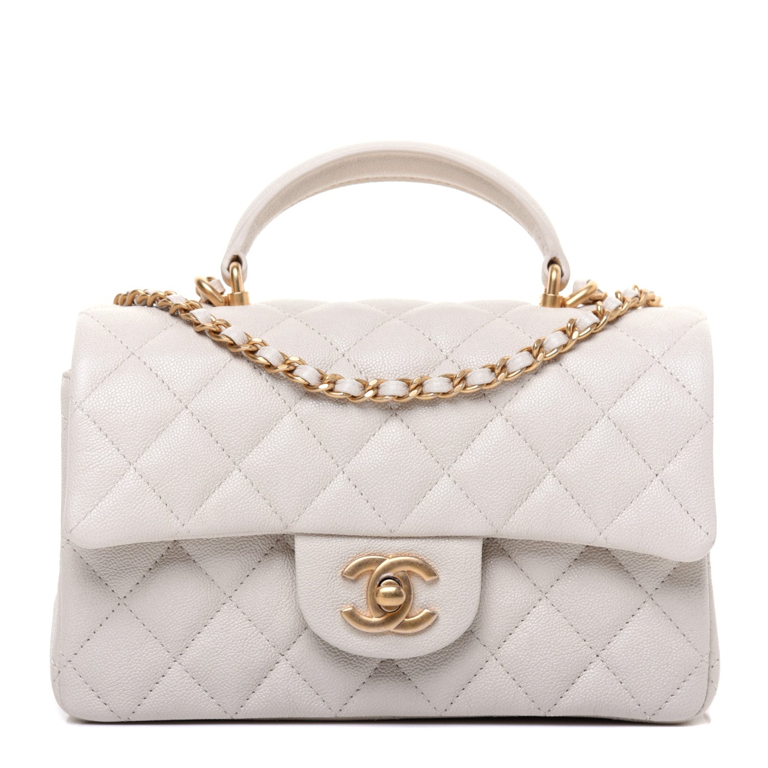 Chanel Caviar Quilted Mini Top Handle Rectangular Flap Beige 1 of 11