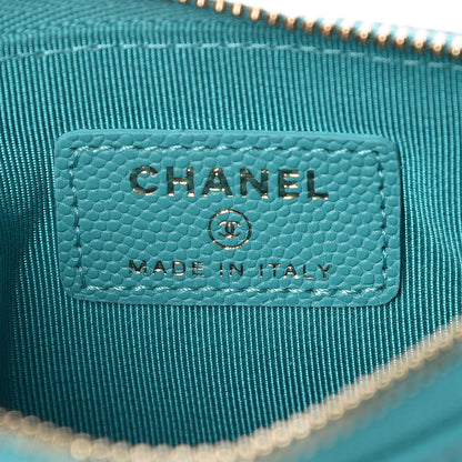 Chanel Caviar Quilted Small Cosmetic Case Turquoise 6 of 7