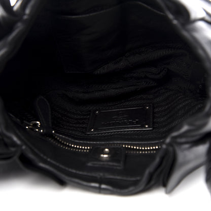 Prada Nappa Mordore Ruffle Shoulder Bag Black 5 of 9