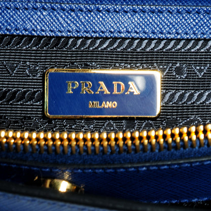Prada Saffiano Lux Bi-Color Tote Bluette Black 7 of 9