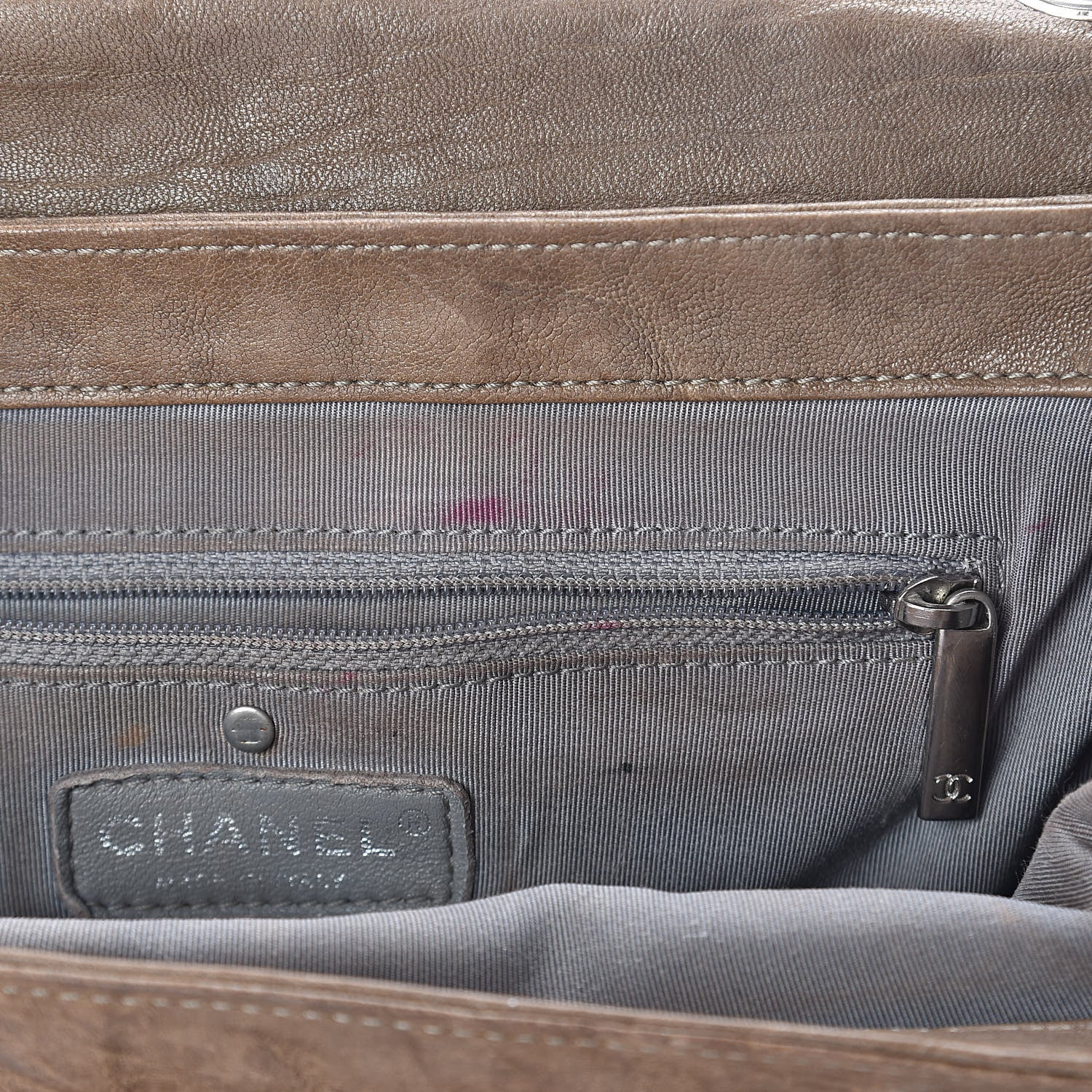 Chanel Crumpled Lambskin Quilted Medium Chain Around Flap Light Khaki 7 of 13