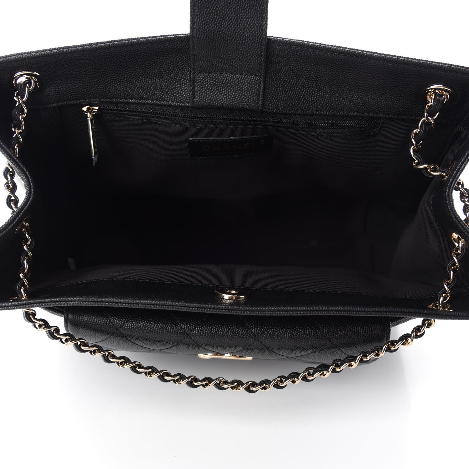 Chanel Caviar Quilted In Out Flap Shopping Tote Black 6 of 12