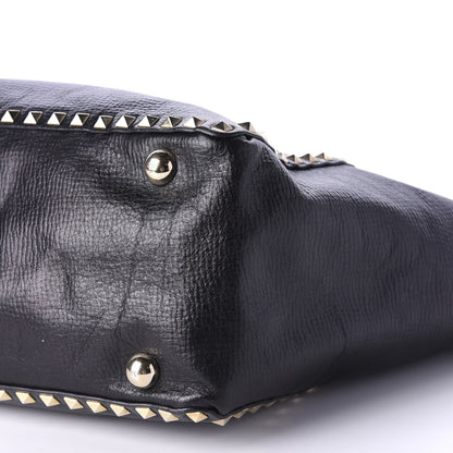 Valentino Garavani Textured Calfskin Medium Rockstud Tote Black 8 of 19
