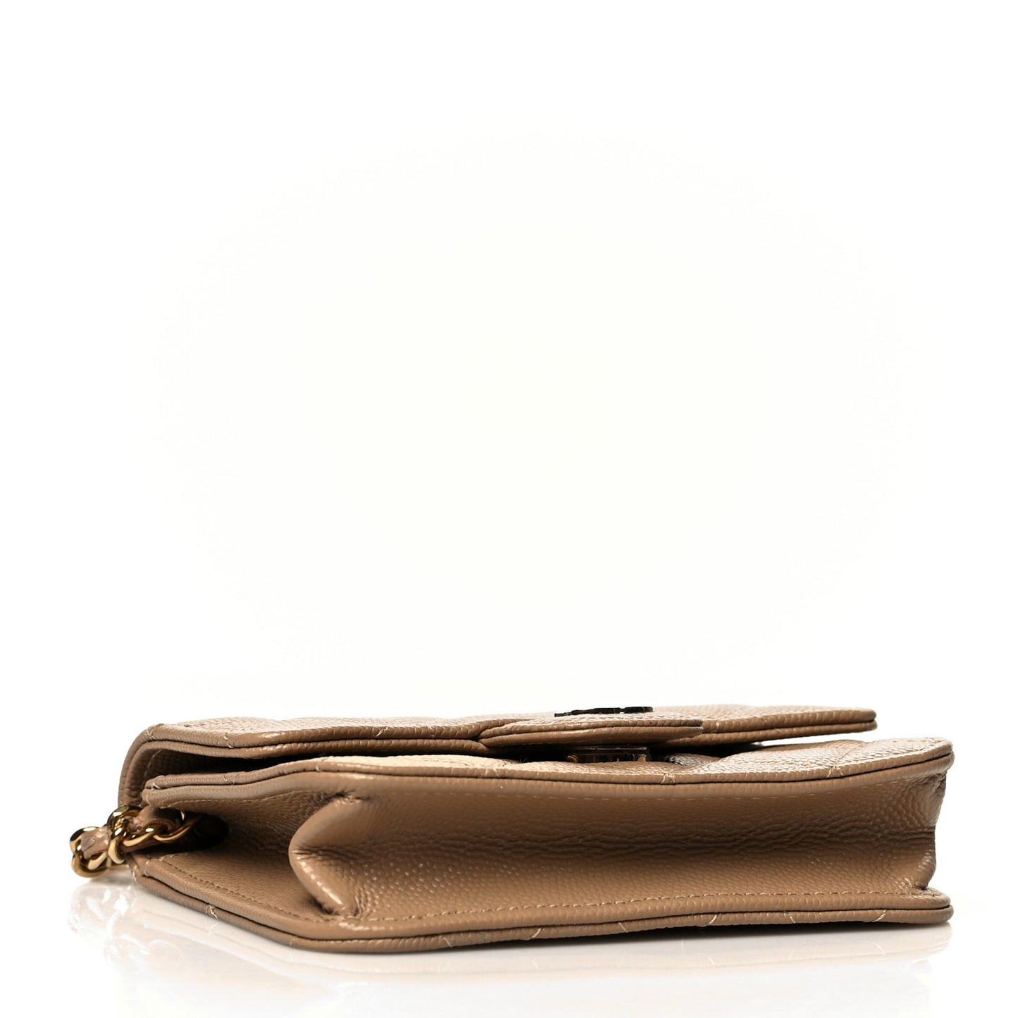 Caviar Quilted Mini Chain Bag Dark Beige