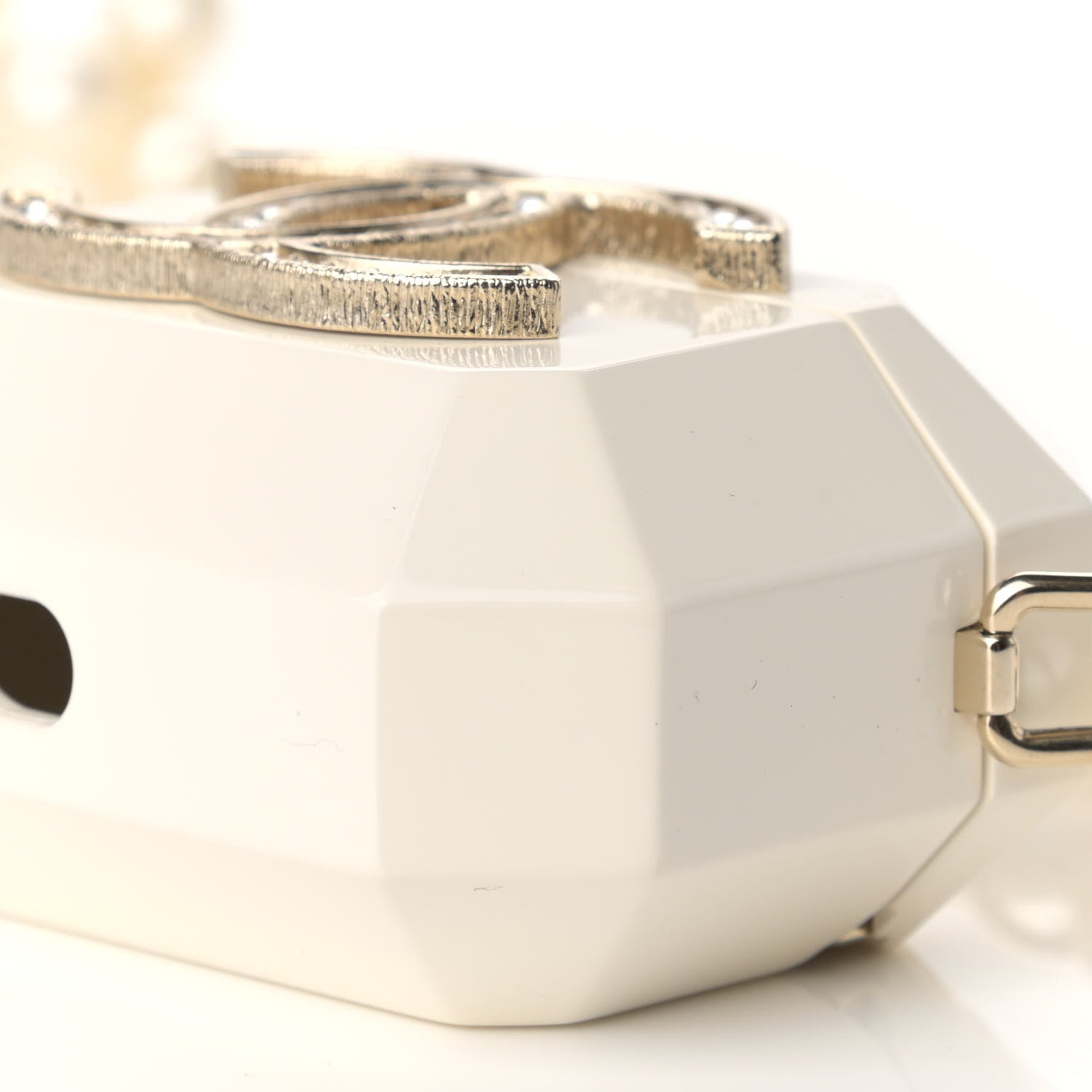Chanel Resin Crystal Pearl Airpod Pro Case Necklace Gold White Pearly Black 7 of 8