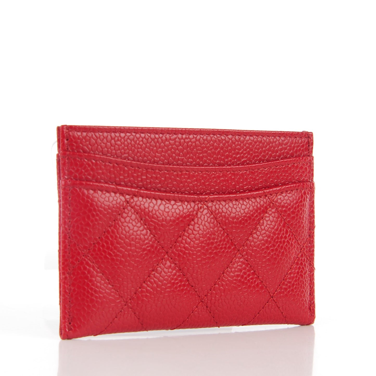 Caviar Quilted Card Holder Red