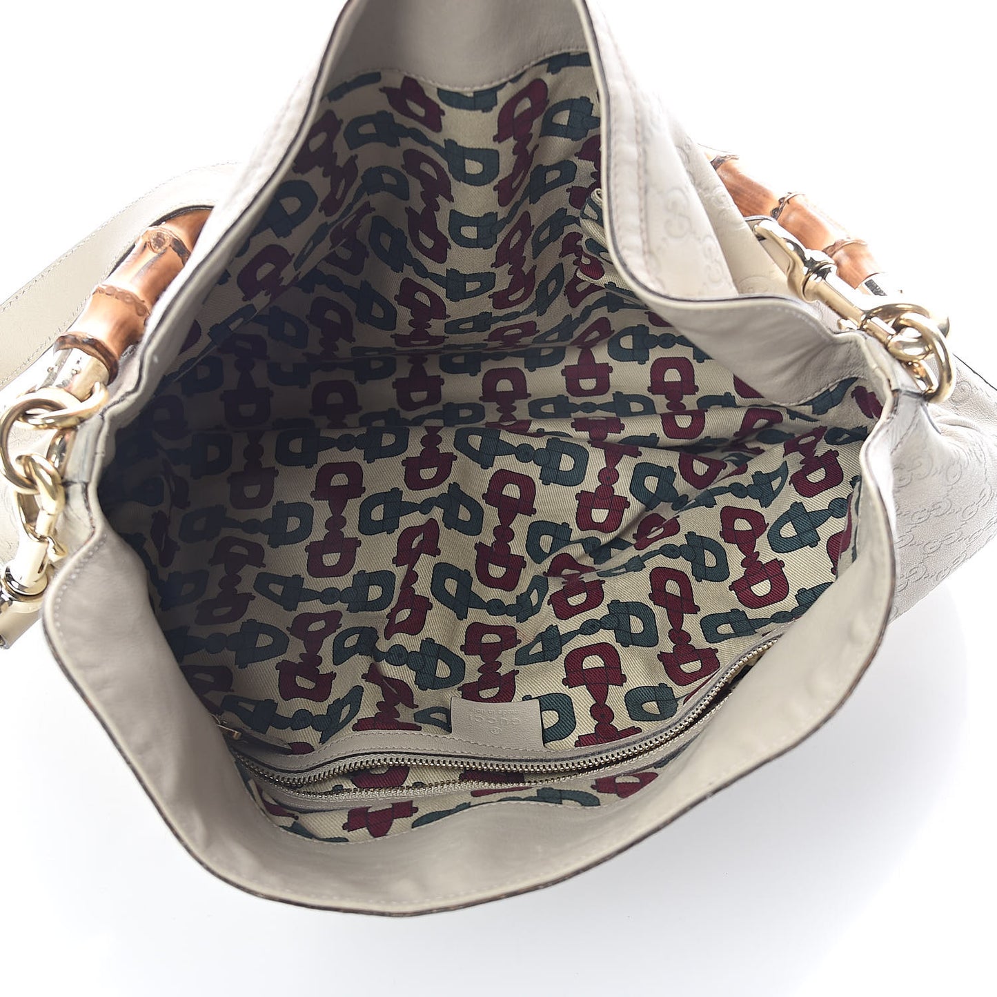 Guccissima Peggy Bamboo Top Handle Bag Ivory