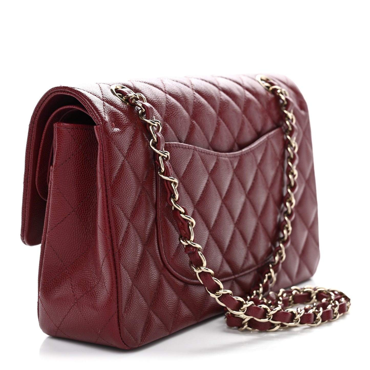 Caviar Quilted Medium Double Flap Red