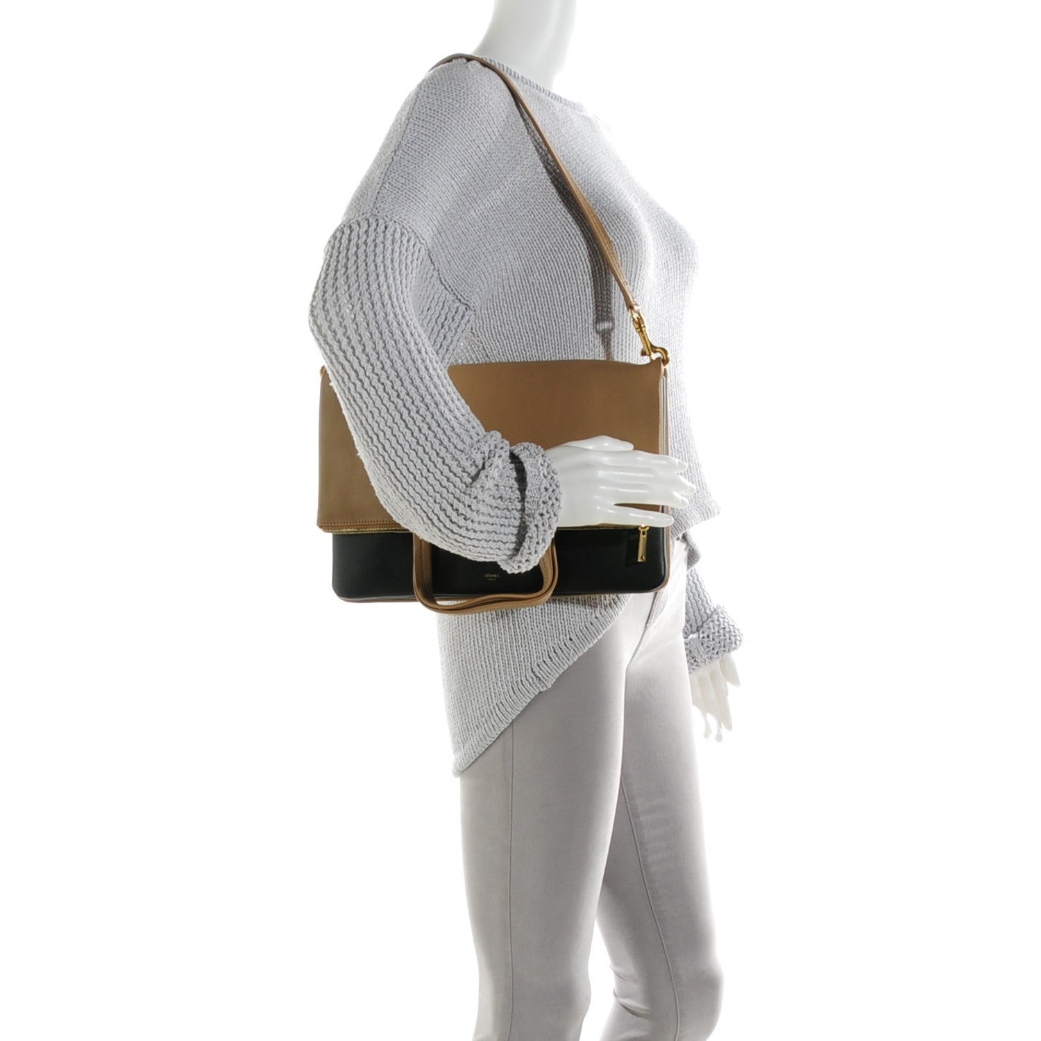 Celine Calfskin Bi-Color Folded Cabas Camel 5 of 12