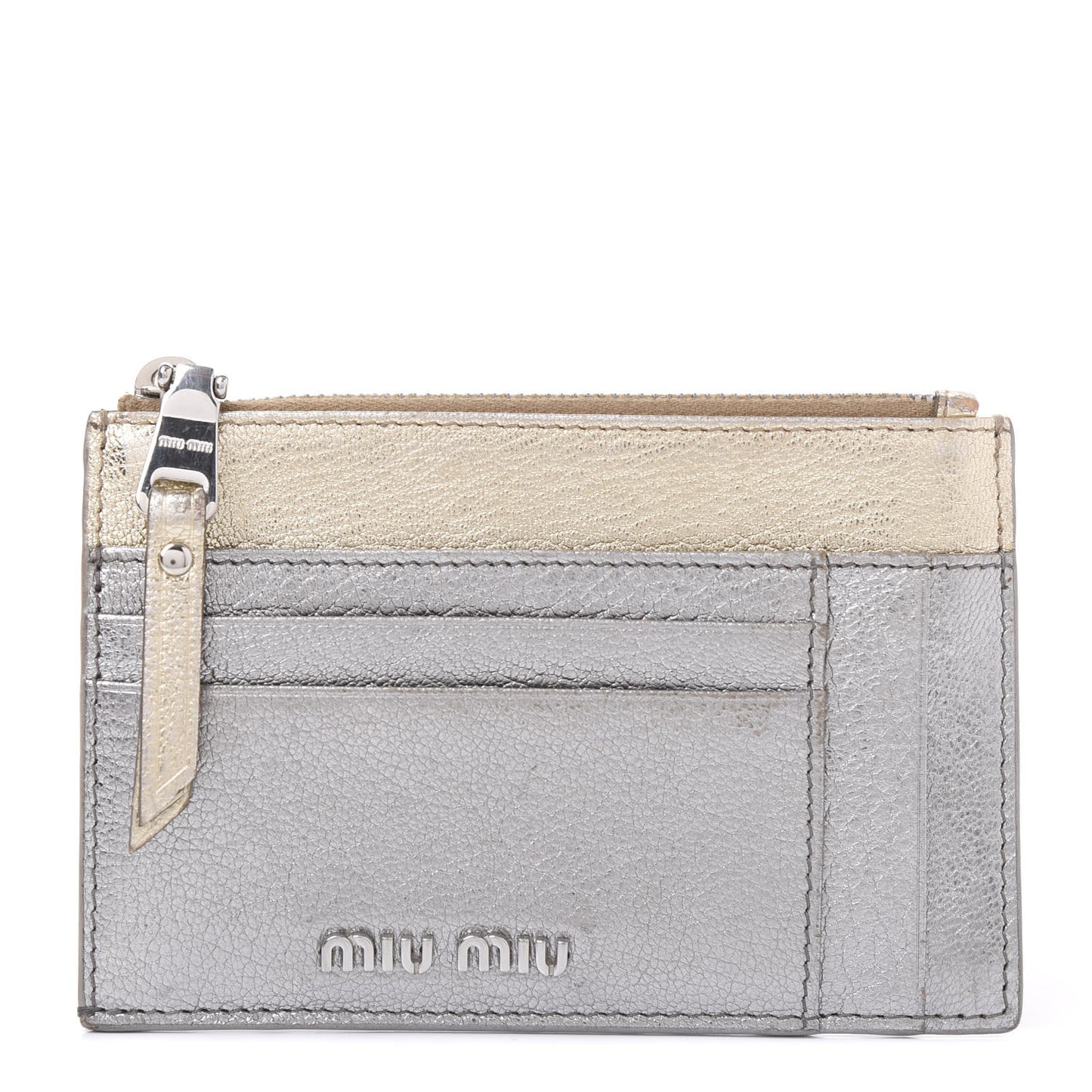 Metallic Madras Colour Zip Card Case Chrome Gold