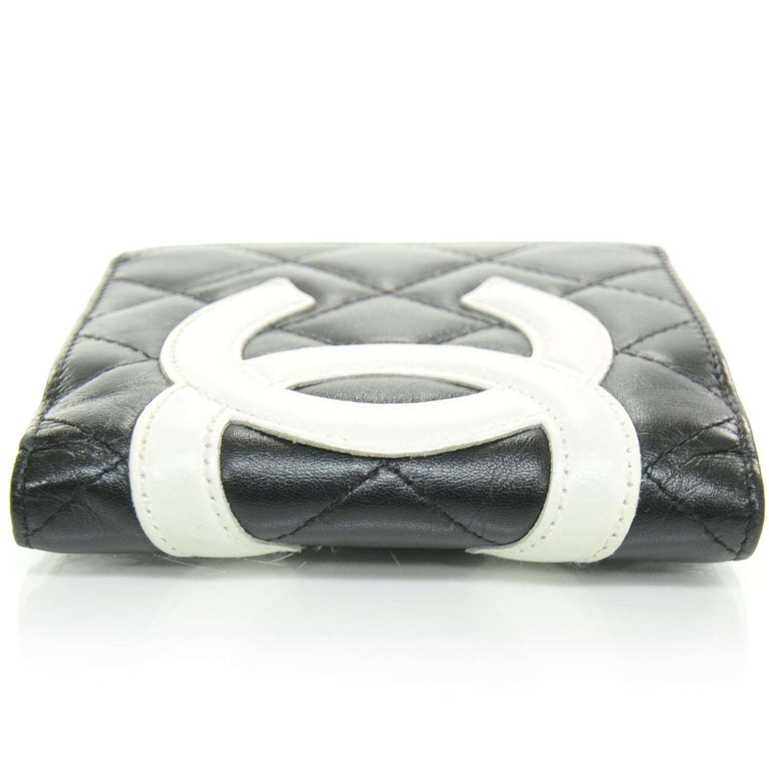 Chanel Calfskin Quilted Cambon Bi-Fold Wallet Black White 4 of 10
