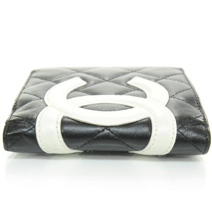 Chanel Calfskin Quilted Cambon Bi-Fold Wallet Black White 4 of 10