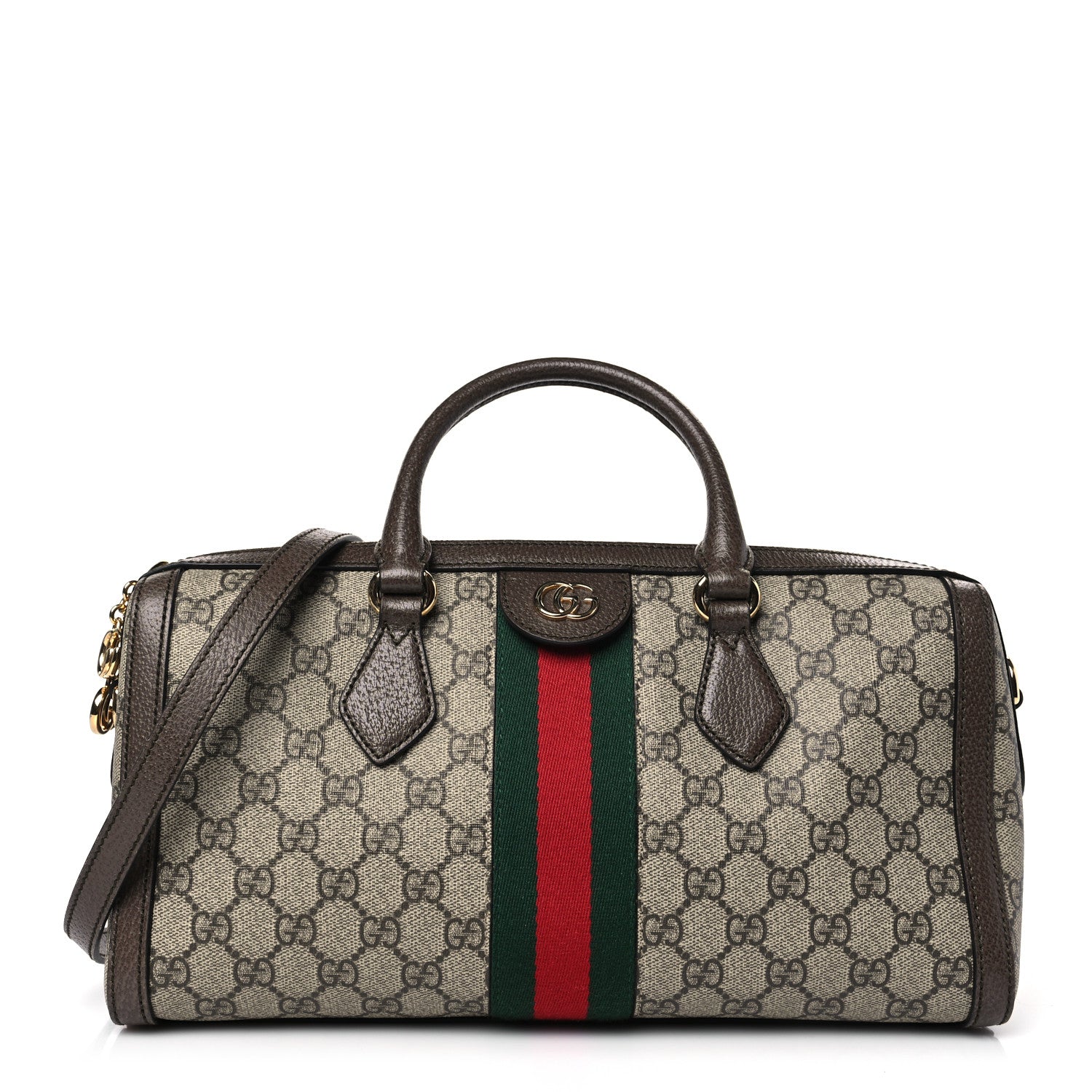 Gucci GG Supreme Monogram Web Medium Ophidia Boston Brown 1 of 9