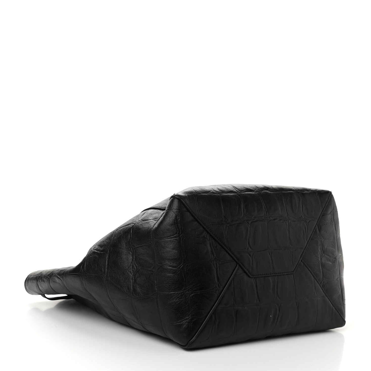 Celine Crocodile Embossed Calfskin Medium Belt Cabas Phantom Black 3 of 9