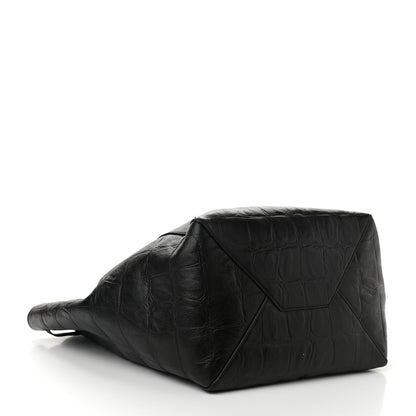 Celine Crocodile Embossed Calfskin Medium Belt Cabas Phantom Black 3 of 9