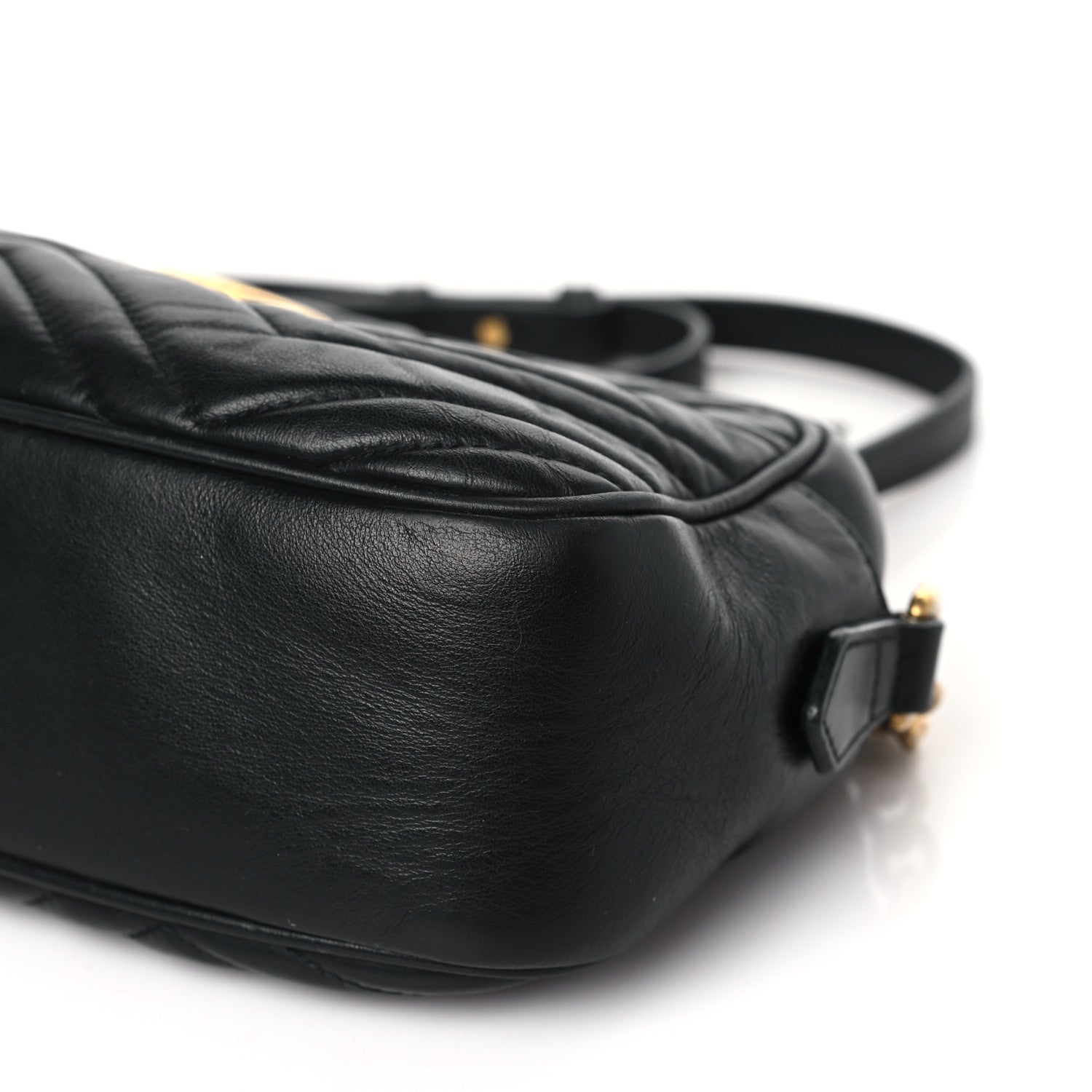 Gucci Calfskin Matelasse Small GG Marmont Chain Shoulder Bag Black 9 of 9