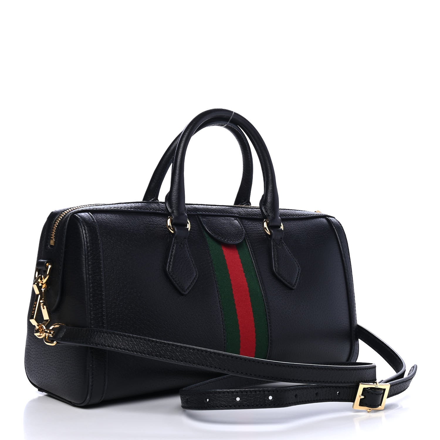 Gucci Textured Dollar Calfskin Web Medium Ophidia Boston Black 2 of 4