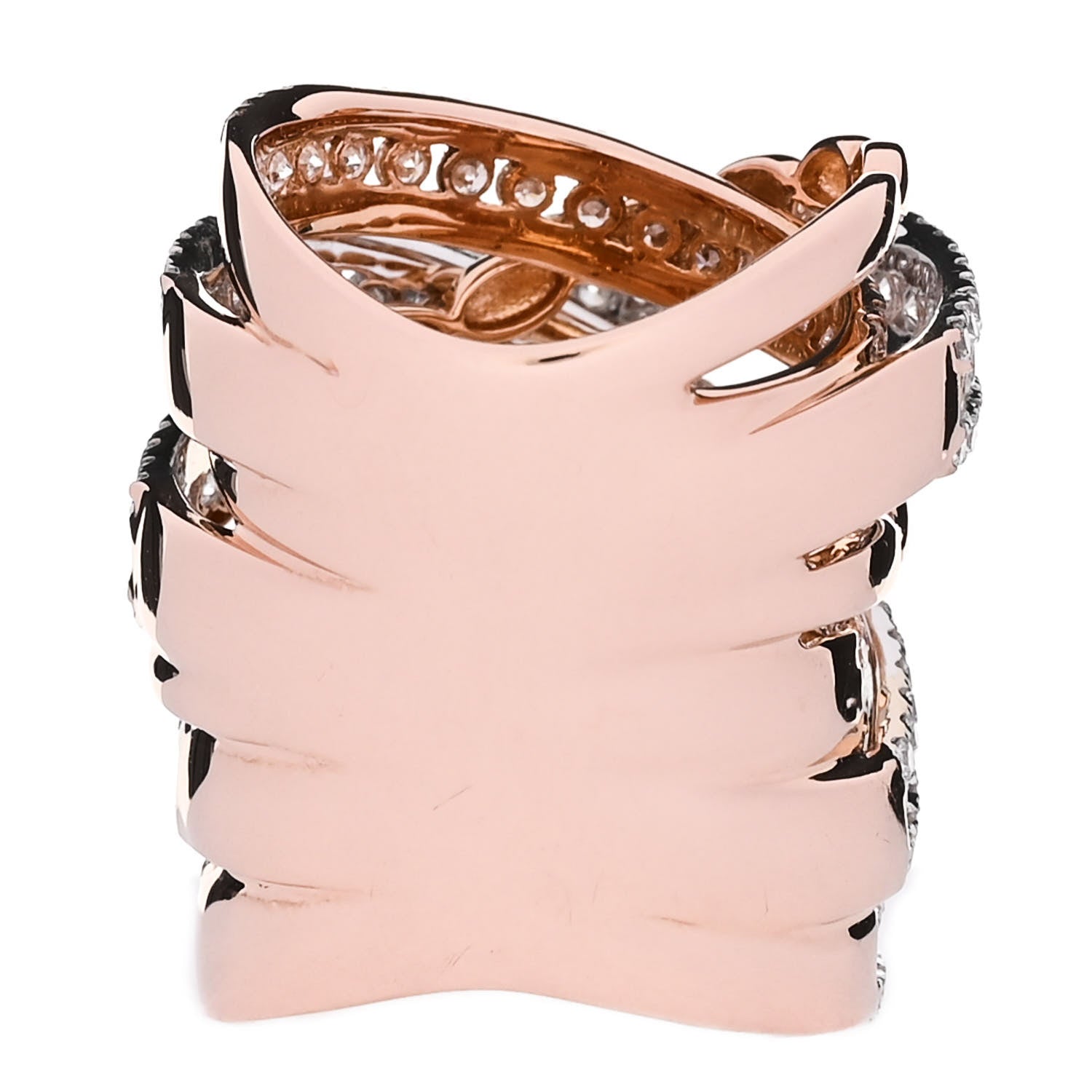 Parker & West by FASHIONPHILE 18K Rose White Gold Diamond 4.90ctw Elongated Crossover Ring 54 7 4 of 5