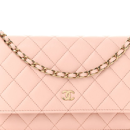 Chanel Caviar Quilted Wallet on Chain WOC Light Pink 9 of 12