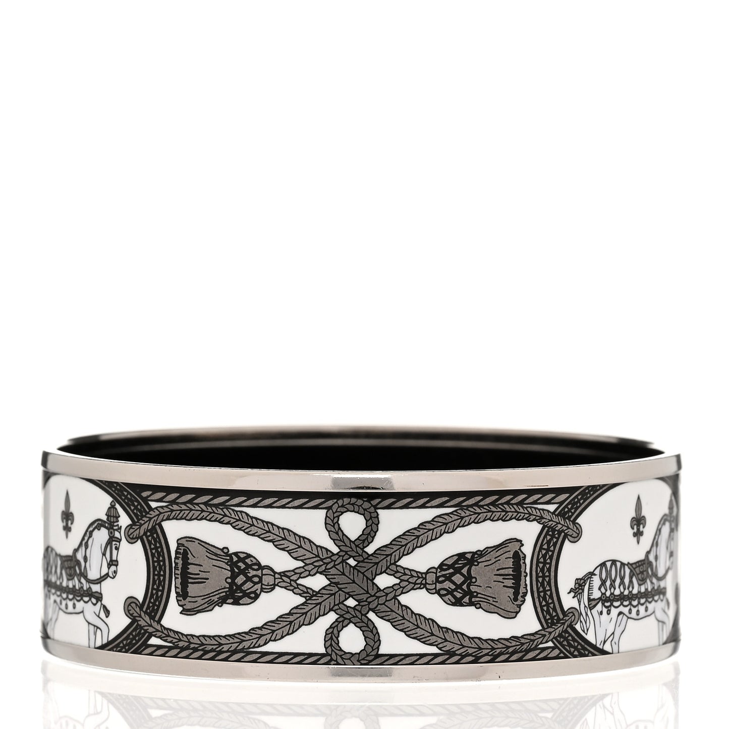Enamel Printed Wide Grand Apparat Bracelet 65 White