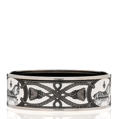 Hermes Enamel Printed Wide Grand Apparat Bracelet 65 White 3 of 6