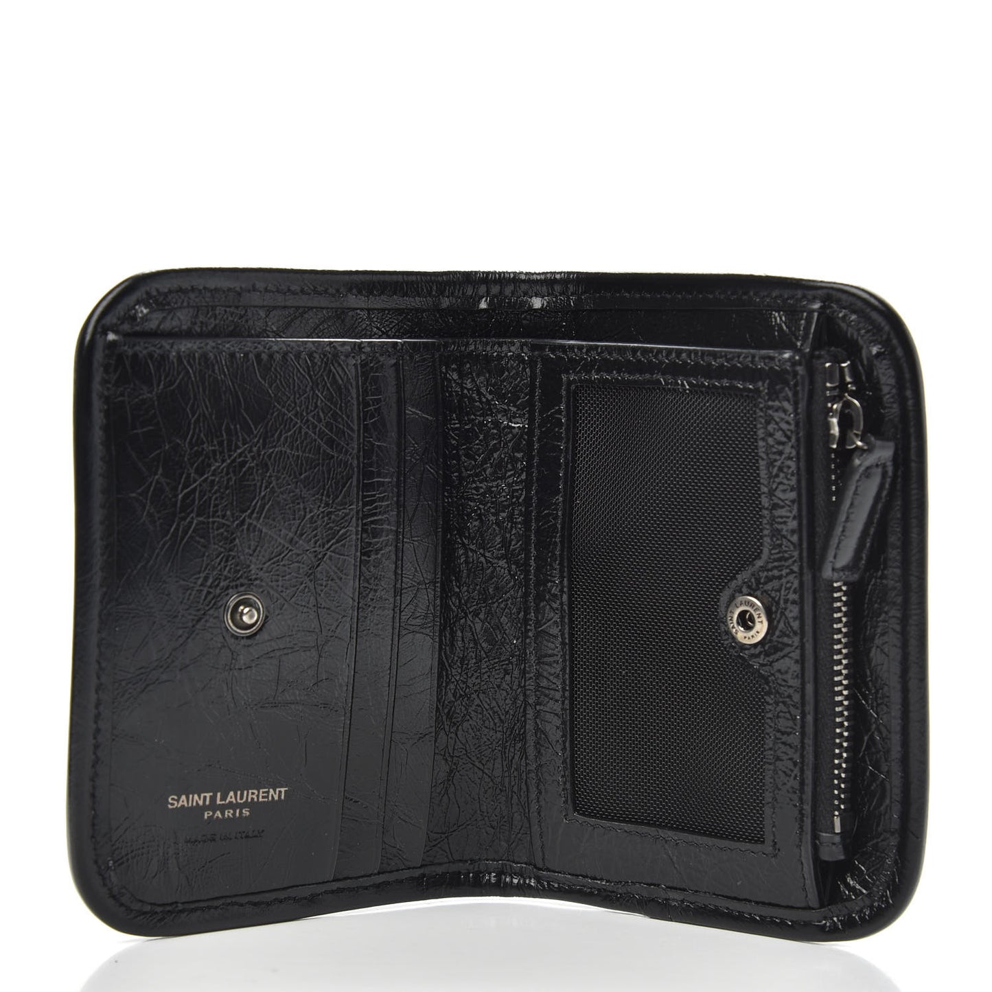 Crinkled Calfskin Matelasse Monogram Niki Card Holder Black