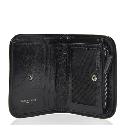 Saint Laurent Crinkled Calfskin Matelasse Monogram Niki Card Holder Black 5 of 8
