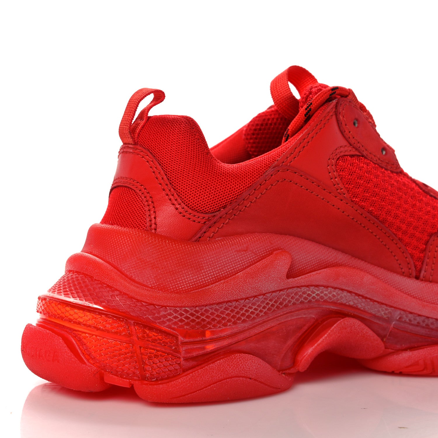 Balenciaga Fabric Mesh Clear Sole Womens Triple S Sneakers 39 Rouge Vif 9 of 15