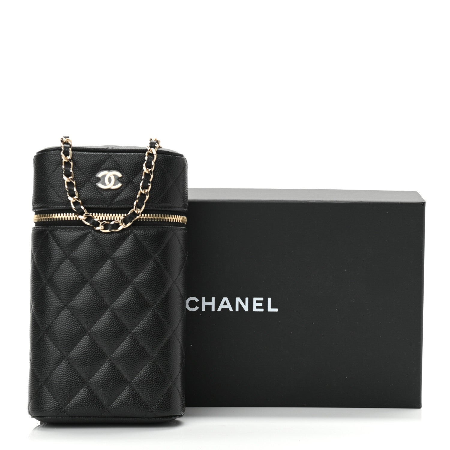 Chanel Caviar Quilted Phone Holder With Chain Black 10 of 10