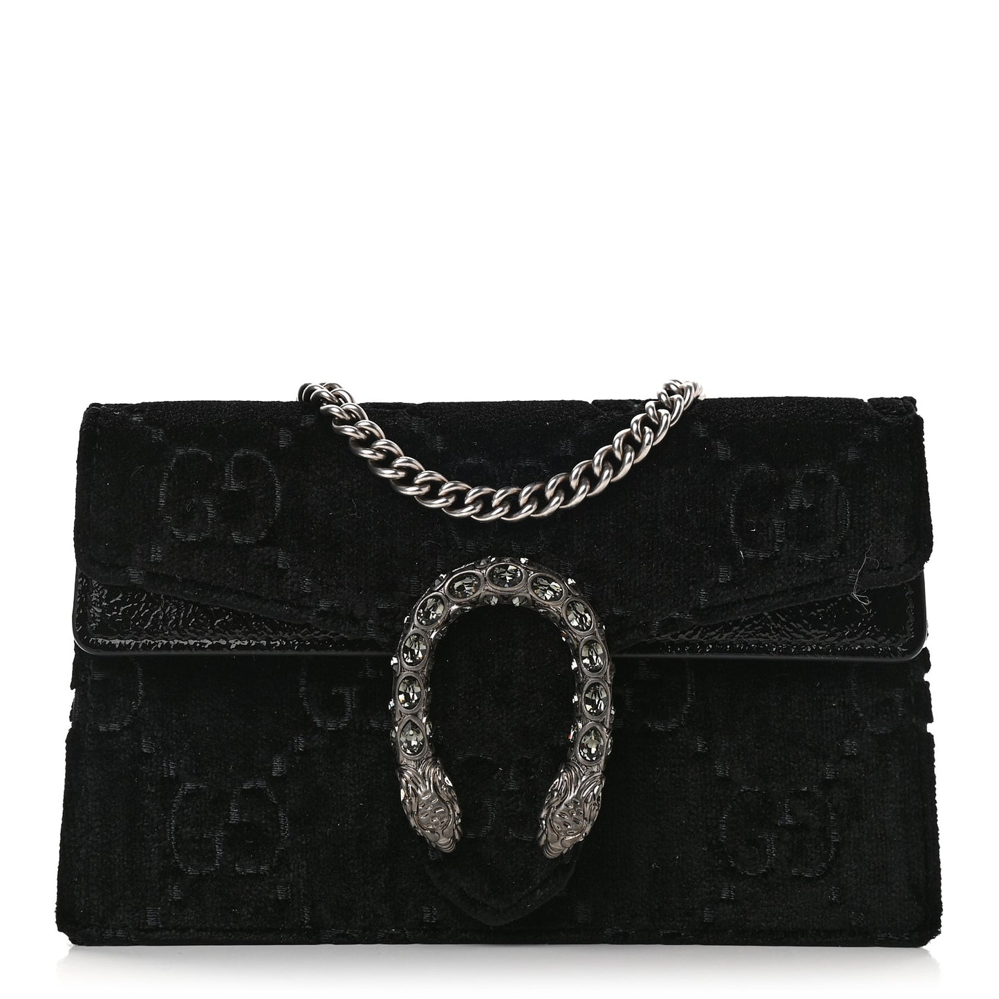 Velvet GG Monogram Super Mini Dionysus Shoulder Bag Black