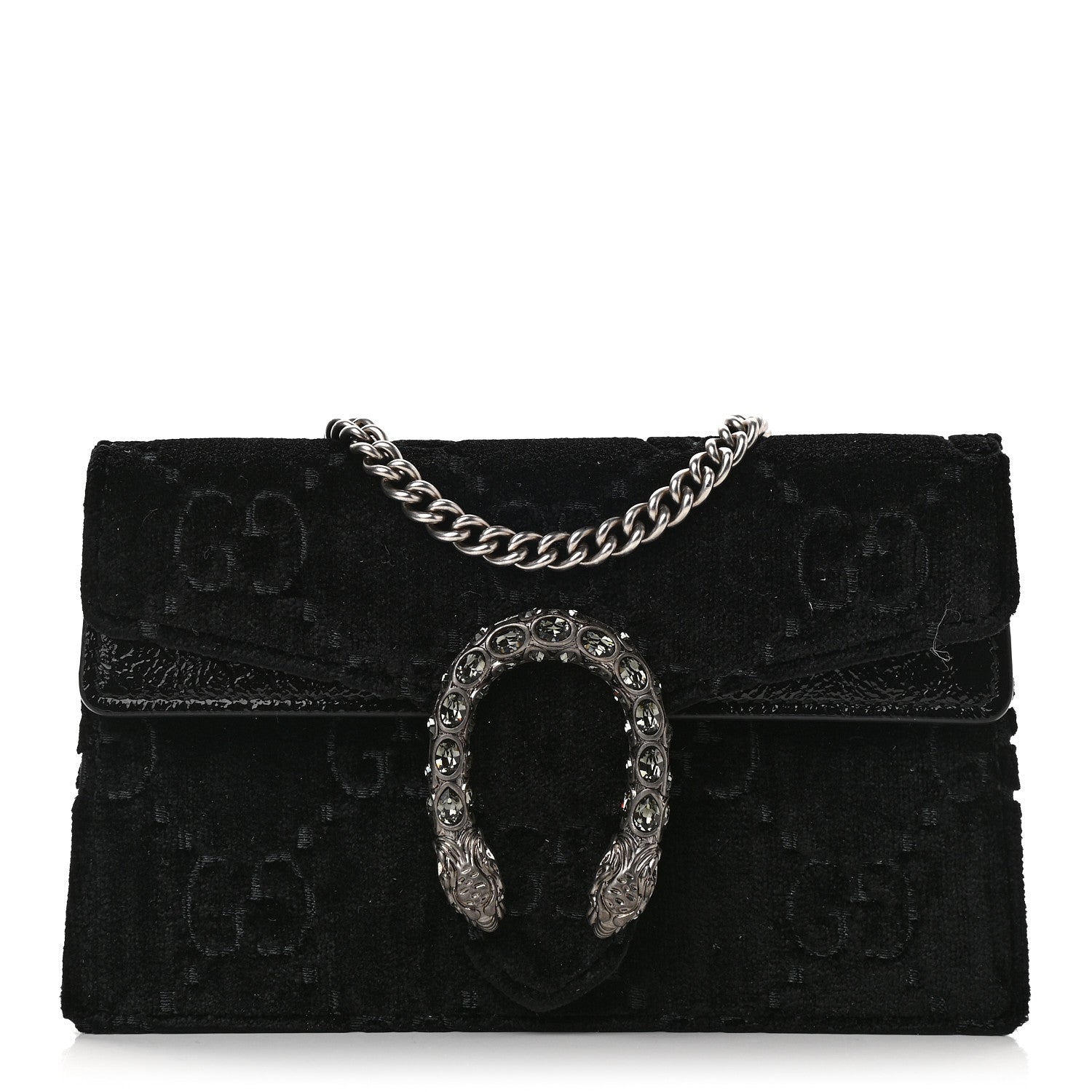 Gucci Velvet GG Monogram Super Mini Dionysus Shoulder Bag Black 1 of 8