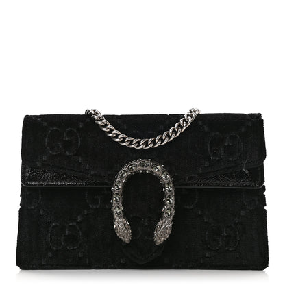 Gucci Velvet GG Monogram Super Mini Dionysus Shoulder Bag Black 1 of 8