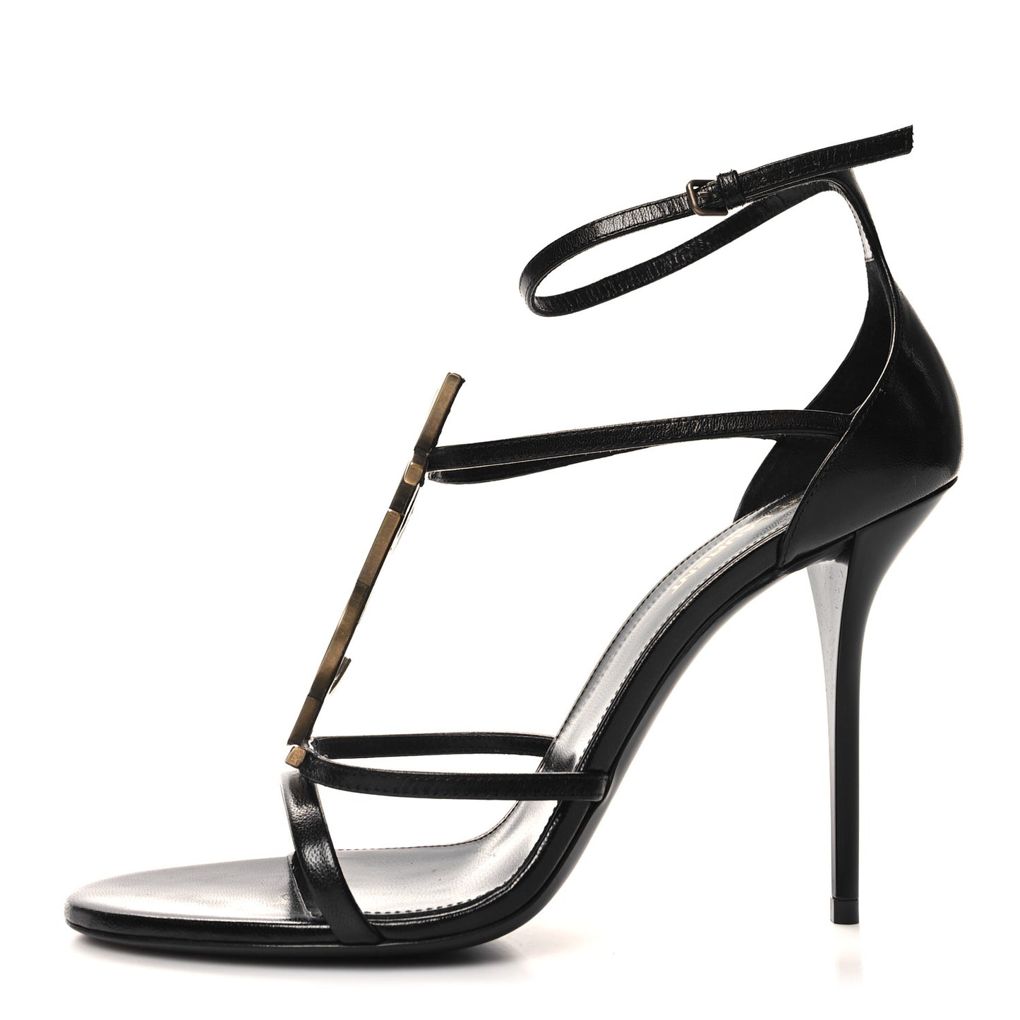 Calfskin Cassandra 100 Ankle Strap Sandals 41 Black Gold