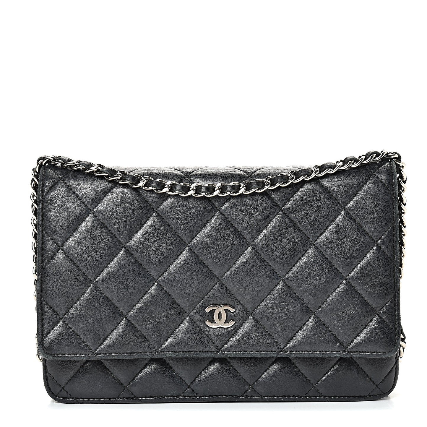 Lambskin Quilted Wallet On Chain WOC Black