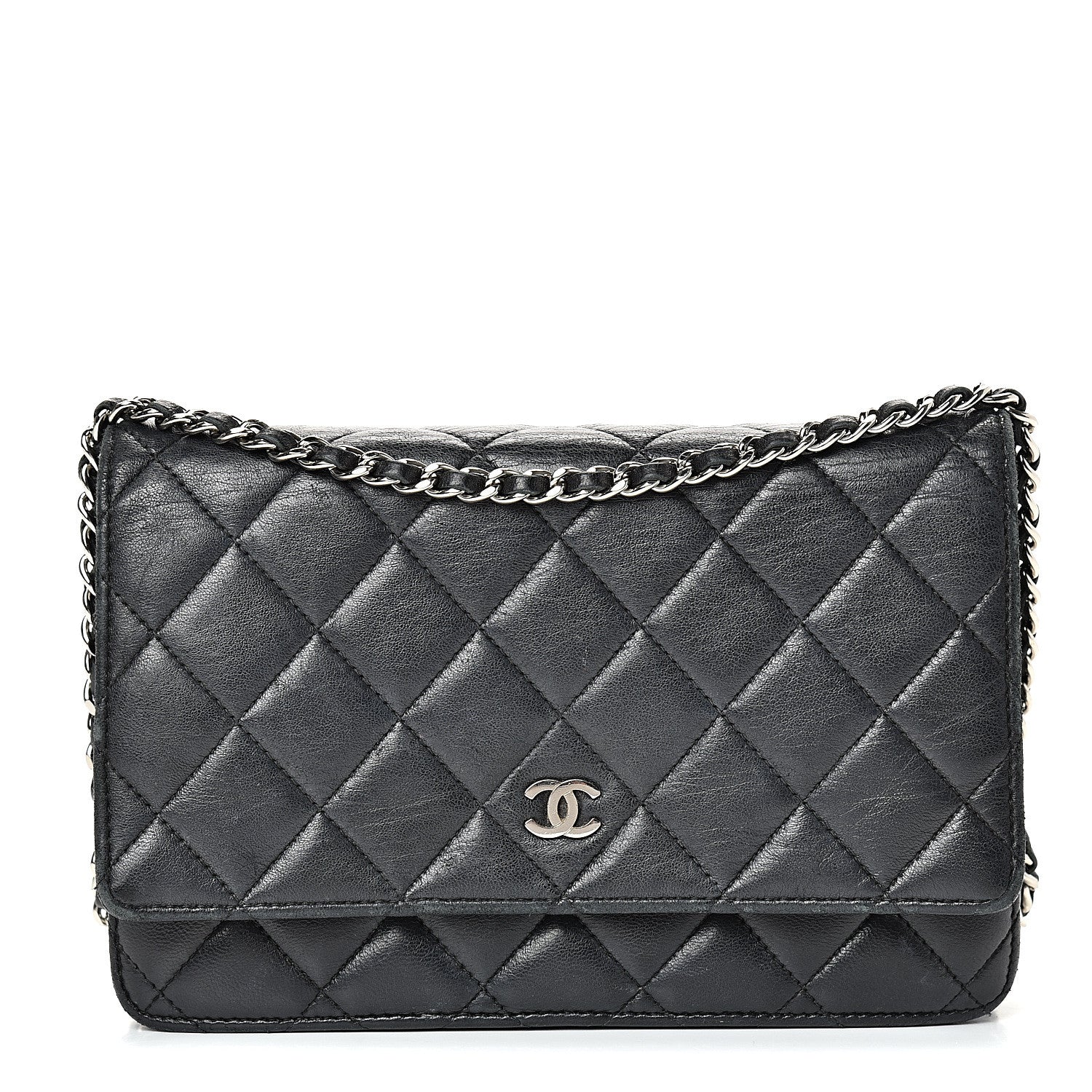 Chanel Lambskin Quilted Wallet On Chain WOC Black 1 of 24