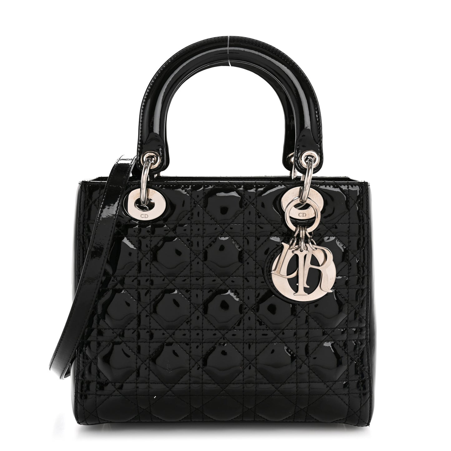 Patent Cannage Medium Lady Dior Black