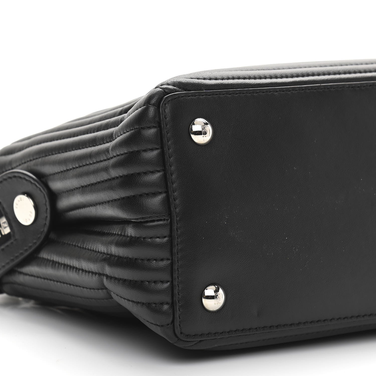 Fendi Shiny Nappa Trapuntata Chain Small DotCom Click Chain Satchel Black 11 of 14