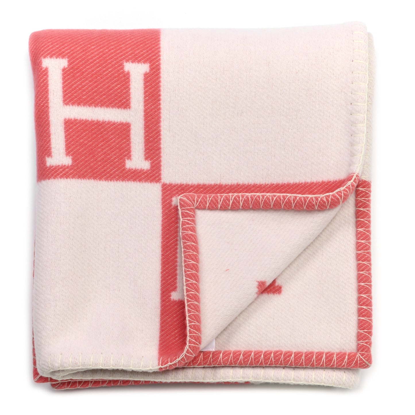 Wool Cashmere Avalon Baby Blanket Rose Airelle White