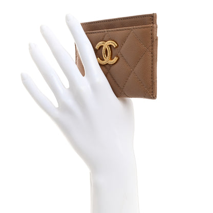 Chanel Caviar Quilted Textured CC Card Holder Dark Beige 2 of 11